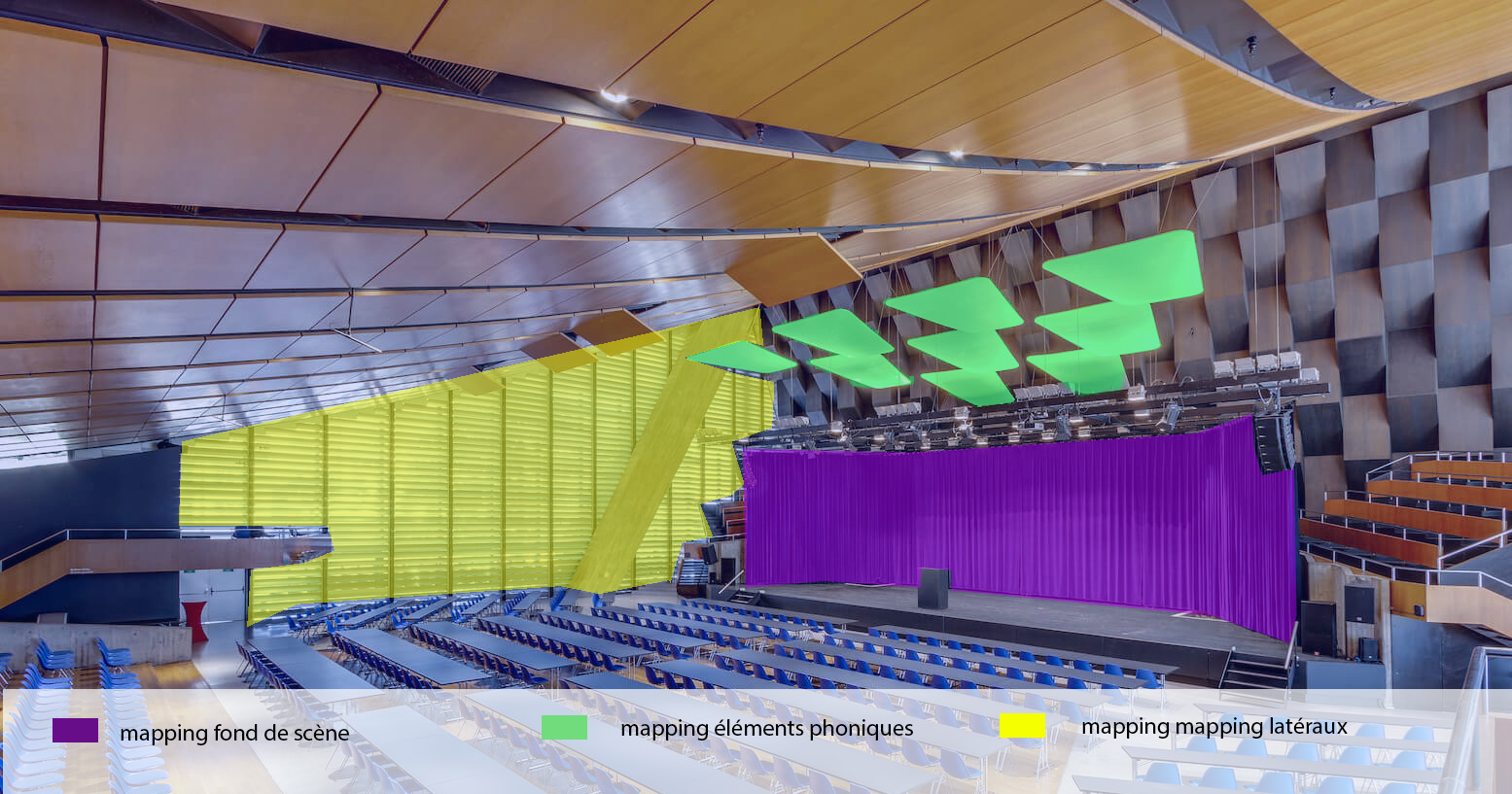 Étude 3D d’une salle pour préparer les projections et l’implantation du public